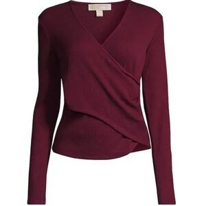 ✅MICHAEL Michael Kors Waffle-Knit Wrap Top